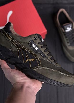 Мужские кожаные кроссовки puma wild anzarun green3 фото