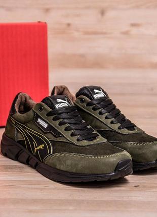 Мужские кожаные кроссовки puma wild anzarun green4 фото