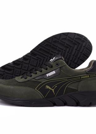 Мужские кожаные кроссовки puma wild anzarun green10 фото