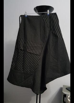 Юбка  карго с накладными карманами в полоску ассиметрия трапеция юбка миди бренд lauren vidal юбка  хлопок полоска3 фото