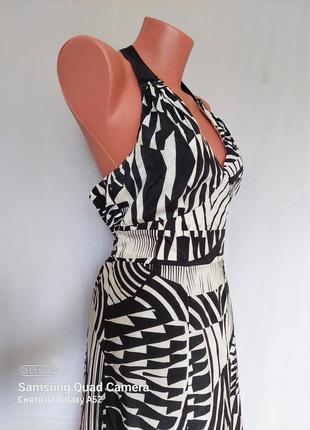 Платье макси в черно- белый принт с открытой спиной шелк+ коттон coast(размер 10-12)5 фото