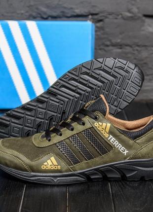 Чоловічі шкіряні кросівки adidas terrex green2 фото