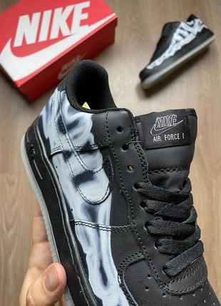 Світяться фосфорні кросівки скелет кістки nike air force 1 skeleton black8 фото