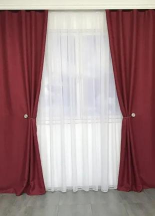 Готові щільні штори для спальні або вітальні 1,5х2,7 блекаут льон4 фото