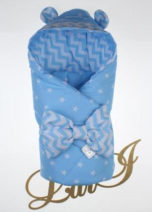 Демісезонний конверт-ковдру міккі, блакитний, принт зірки/хвиля