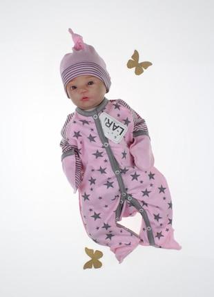 Летний набор для новорожденных "звездопад" розовый3 фото