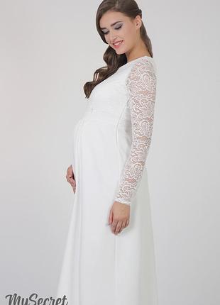 Свадебное длинное платье для беременных и кормящих elians dr-36.232, молочное1 фото