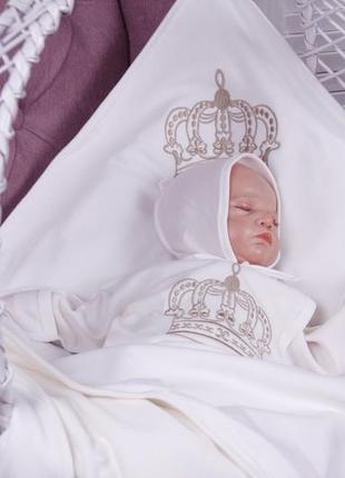 Літній набір для новонароджених дітей на виписку "queen" молочний3 фото