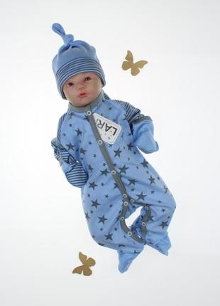 Летний набор для новорожденных "звездопад" голубой3 фото