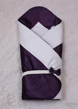 Демісезонний конверт ковдру "beauty" айворі з фіолетовим5 фото