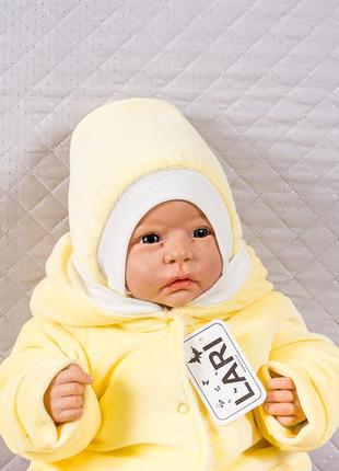 Шапочка велюрова для новонароджених, жовтий 0-1 міс