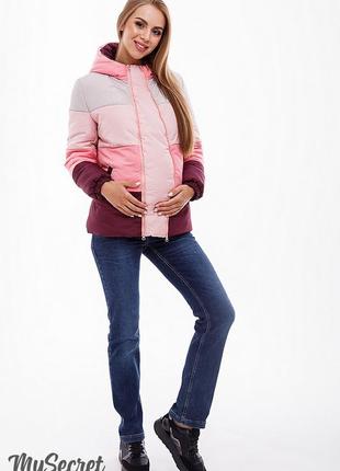 Яркая демисезонная куртка для беременных sia ow-38.021, розовый + марсала2 фото