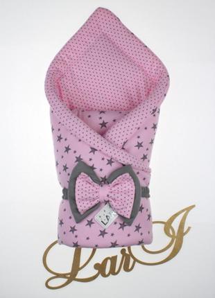 Демісезонний конверт-ковдра "зорепад", рожевий з принтом