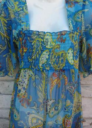 Распродажа!!! красивая, шифоновая блуза голубого цвета в принт vital3 фото