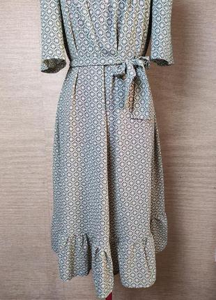 Літня сукня плаття міді з воланом5 фото