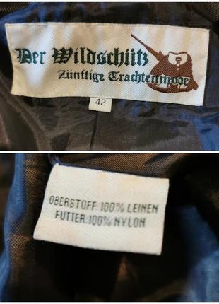 Льняний вінтажний жакет піджак блейзер льон з вишивкою едельвейс жіночий баварський в етно стилі der wildschutz8 фото