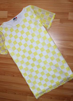 Блуза удлиненная / как платье или туника в квадраты / румыния7 фото