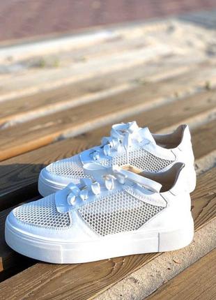 Летние легкие кеды сетка кожа