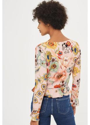 Укороченный топ tall star с цветочным принтом ✨ topshop ✨ блузка блуза со стяжкой цветочный принт3 фото