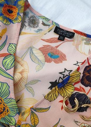 Укороченный топ tall star с цветочным принтом ✨ topshop ✨ блузка блуза со стяжкой цветочный принт7 фото