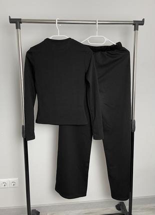 Трендовый женский костюм в рубчик штаны-палаццо и кроптоп shein4 фото