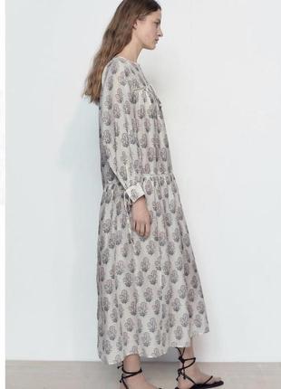 Сукня сорочка міді довге в квітковий принт zara оригінал4 фото