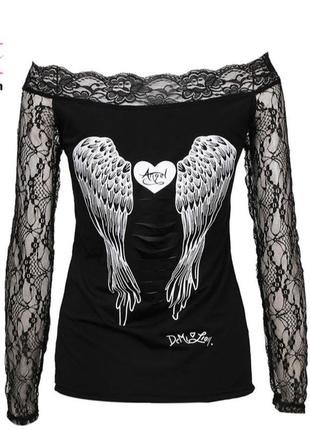 Hirigin, футболка, блуза с принтом крыльев ангела. — цена 200 грн в  каталоге Блузы ✓ Купить женские вещи по доступной цене на Шафе | Украина  #95722752