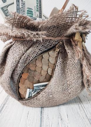 Сувенир статуэтка мешочек с деньгами и золотой лопаткой ручная работа хенд мейд подарок