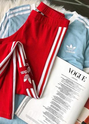 Шикарні червоні лосінки adidas з нових колекцій6 фото