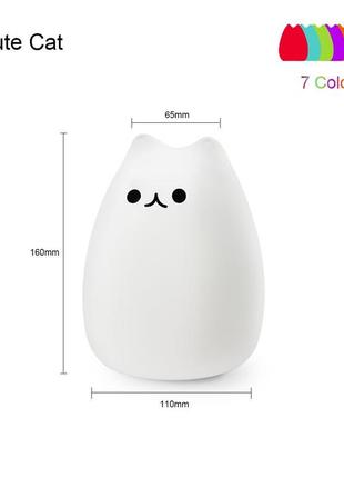 Детский силиконовый ночник little cat silicone light светильник в виде милого котика 7 цветов4 фото