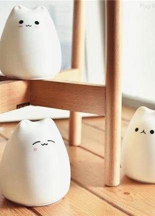 Дитячий світильник нічник little cat silicone light силіконовий нічник у вигляді милого котика 7 rgb кольорів2 фото