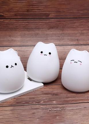 Детский светильник ночник little cat silicone light силиконовый ночник в виде милого котика 7 rgb цветов4 фото