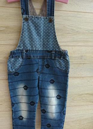 Джинсовый комбинезон с вышивкой джинсы с вышивкой 1-1,5года
