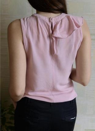 Легкая розовая блуза с рюшей3 фото