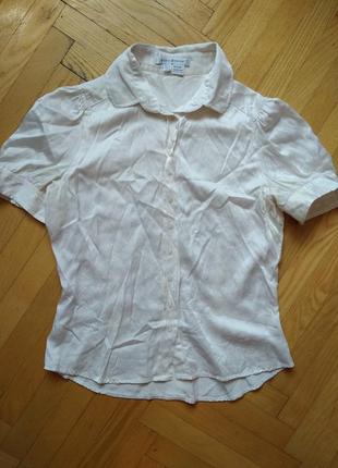 10-12 zara натуральная шелковая блуза 100% шелк, рубашка из шелка айвори2 фото