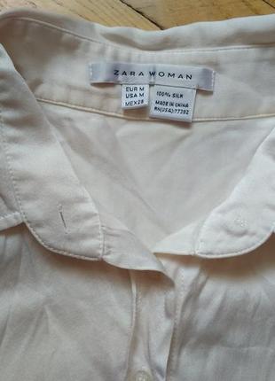 10-12 zara натуральная шелковая блуза 100% шелк, рубашка из шелка айвори7 фото