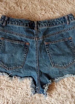 Короткие шорты с высокой талией, джинсы, секси, misguided, бахрома3 фото