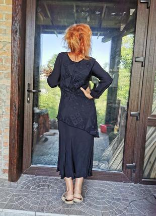 Платье из вискозы la sirenetta двойное из кружева кружевное ажурное вязаное миди макси длинное стрейч сукня4 фото