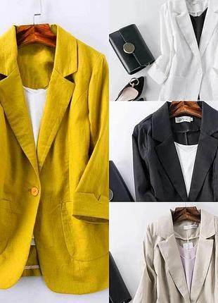 Р. 42 до 52. лляний піджак жіночий льон, легкий. модний, молодіжний, стильний піджачок річний 50284