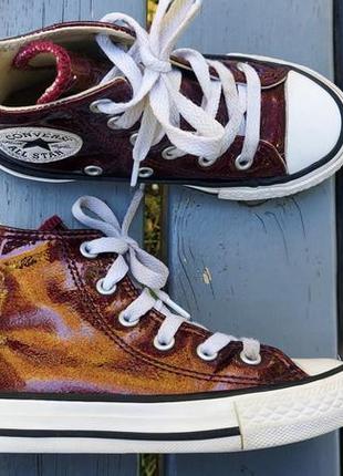 Кеды кроссовки converse all stars junior glitter bordeaux rood на шнуровке4 фото