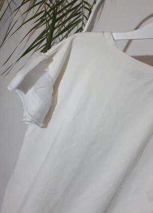 Платье футболка с вышивкой. белое платье. платье с рукавами воланами.7 фото
