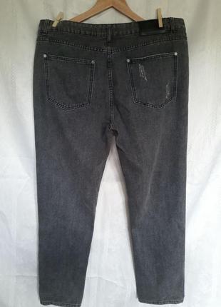 Мужские рваные серые типа графитовые джинсы большой размер, высокая посадка, слегка зауженные2 фото