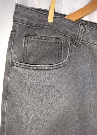 Мужские рваные серые типа графитовые джинсы большой размер, высокая посадка, слегка зауженные5 фото