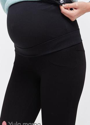 Теплі брюки-спідниці на хутрі для вагітних kristi warm tr-49.101, чорні, юла мама
