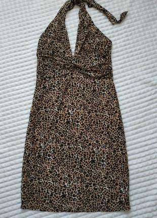 Літня сукня на зав'язку з леопардовим принтом1 фото