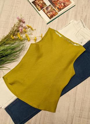 Лляна блуза льняная блузка пайетки3 фото