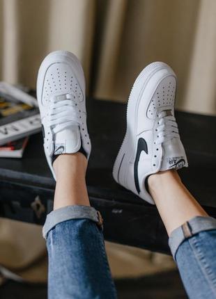 Жіночі шкіряні кросівки nike air force 1 low white/black#найк