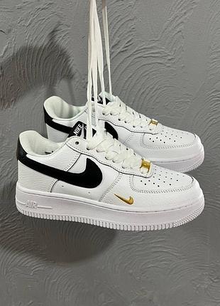 Жіночі шкіряні кросівки nike air force 1 low mini swoosh black#найк