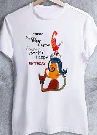 Женская футболка с принтом "happy birthday" push it