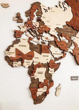 Карта мира на стену из дерева 100 х 60 см с гравировкой стран и их границы9 фото